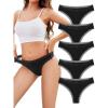 imagevoenxe Seamless Thong for WomenNo Show Lace UnderwearLadies Breathable Comfort Panties Soft Gym Sport UndiesTanga5PackBlack