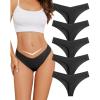 imagevoenxe Seamless Thongs for WomenNo Show Ladies UnderwearInvisible Comfortable PantiesLow Rise Gym Workout Undies5 PackBlack