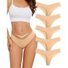 imagevoenxe Seamless Thongs for WomenNo Show Ladies UnderwearInvisible Comfortable PantiesLow Rise Gym Workout Undies5 PackNude