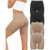 imagevoenxe Women Cotton Boy Shorts UnderwearLady Boxer BriefHigh Waist Anti Chafe Short for Under DressSoft Biker Panty 4PackBlacknude