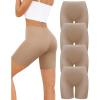 imagevoenxe Women Cotton Boy Shorts UnderwearLady Boxer BriefHigh Waist Anti Chafe Short for Under DressSoft Biker Panty 4PackNude
