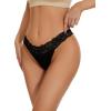 imagevoenxe Seamless Thong for WomenNo Show Lace UnderwearLadies Breathable Comfort Panties Soft Laser Cut UndiesTanga5PackCoffee
