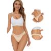 imagevoenxe Seamless Thong for WomenNo Show Lace UnderwearLadies Breathable Comfort Panties Soft Laser Cut UndiesTanga5PackCoffee