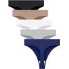 imagevoenxe Seamless Womens Thong UnderwearHigh Waisted Tanga Woman No Show PantiesBreathable Workout Comfortable Undies5 PackBasic