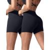 imagevoenxe Women Workout ShortsHigh Waisted Yoga Biker ShortSpandex No Front Seam Sports Gym Running Exercise Soft Short2 PackBlack