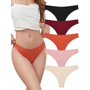 imagevoenxe Seamless Thongs for WomenNo Show Ladies UnderwearInvisible Comfortable PantiesLow Rise Gym Workout Undies5 PackAssorted