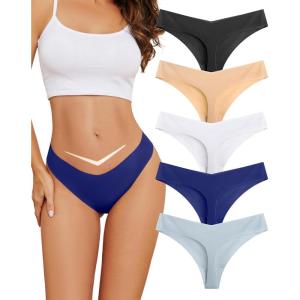 imagevoenxe Seamless Thongs for WomenNo Show Ladies UnderwearInvisible Comfortable PantiesLow Rise Gym Workout Undies5 PackBasic