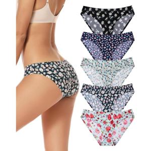 imagevoenxe Women Bikini UnderwearSeamless Breathable Ladies PantiesNo Show Comfortable Briefs UndiesInvisible Hipster5PackA5 Pack Floral Design