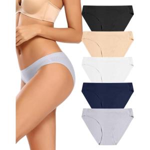 imagevoenxe Women Bikini UnderwearSeamless Breathable Ladies PantiesNo Show Comfortable Briefs UndiesInvisible Hipster5PackD5 Pack Basics