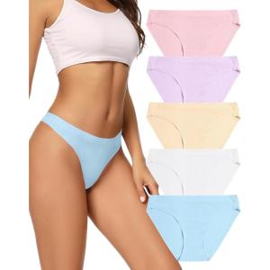 imagevoenxe Women Bikini UnderwearSeamless Breathable Ladies PantiesNo Show Comfortable Briefs UndiesInvisible Hipster5PackE5 Pack Bright Color