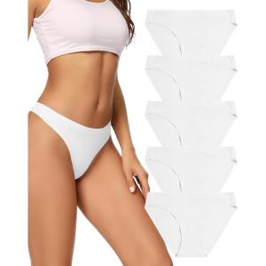 imagevoenxe Women Bikini UnderwearSeamless Breathable Ladies PantiesNo Show Comfortable Briefs UndiesInvisible Hipster5PackH5 Pack White