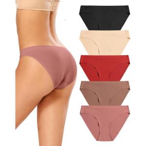imagevoenxe Women Bikini UnderwearSeamless Breathable Ladies PantiesNo Show Comfortable Briefs UndiesInvisible Hipster5PackI5 Pack Coffee