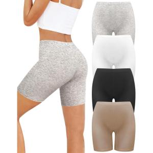imagevoenxe Women Cotton Boy Shorts UnderwearLady Boxer BriefHigh Waist Anti Chafe Short for Under DressSoft Biker Panty 4PackAssorted