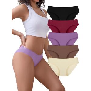 imagevoenxe Seamless Bikini Underwear for WomenNo Show Ladies PantiesInvisible Hipster Panty Brief UndiesLow Rise Cheeky5 PackAssorted