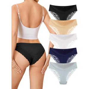 imagevoenxe Lace Underwear for WomenStretch Soft Bikini PantiesSexy Lacy Ladies BriefsComfortable Hipster Panty Undies5 PackBasic