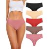 imagevoenxe Seamless Women Underwear ThongsHigh Waisted No Show Ladies PantiesBreathable Comfy Active Hi Rise Cut Undies5PackCoffee