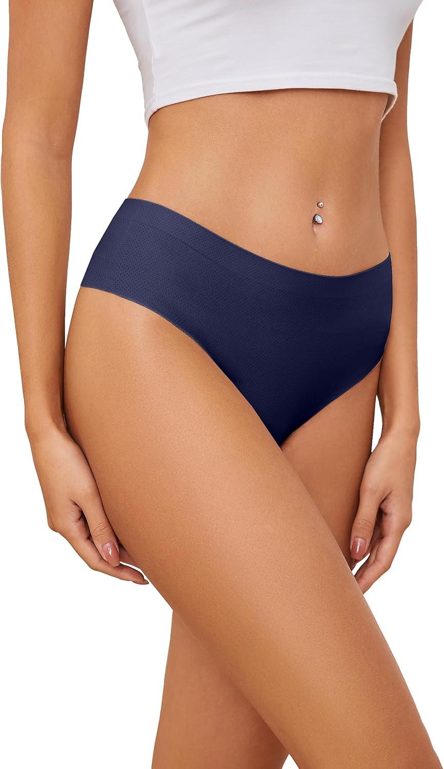 imagevoenxe Seamless Women Underwear ThongsHigh Waisted No Show Ladies PantiesBreathable Comfy Active Hi Rise Cut Undies5PackBasics