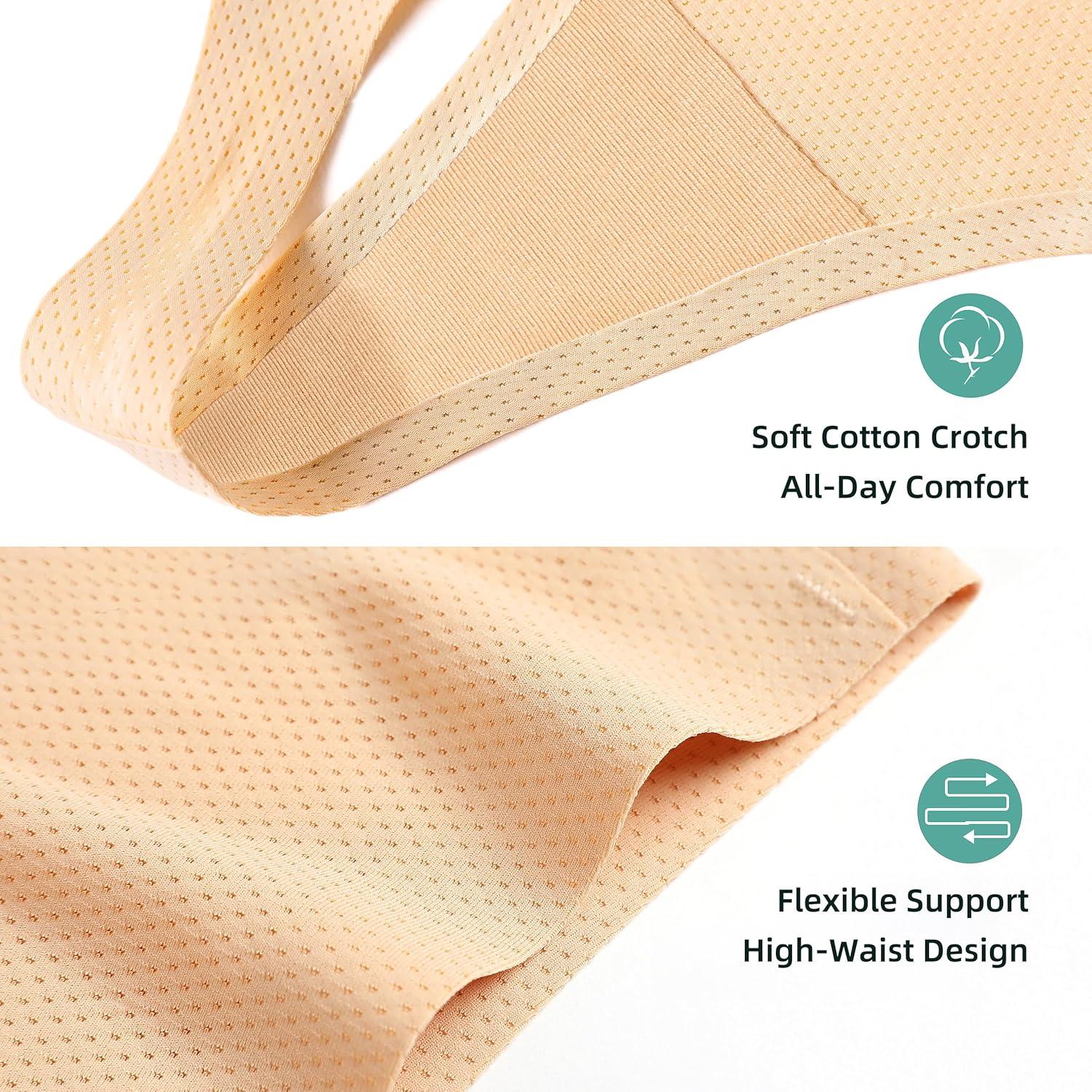 imagevoenxe Seamless Women Underwear ThongsHigh Waisted No Show Ladies PantiesBreathable Comfy Active Hi Rise Cut Undies5PackBasics