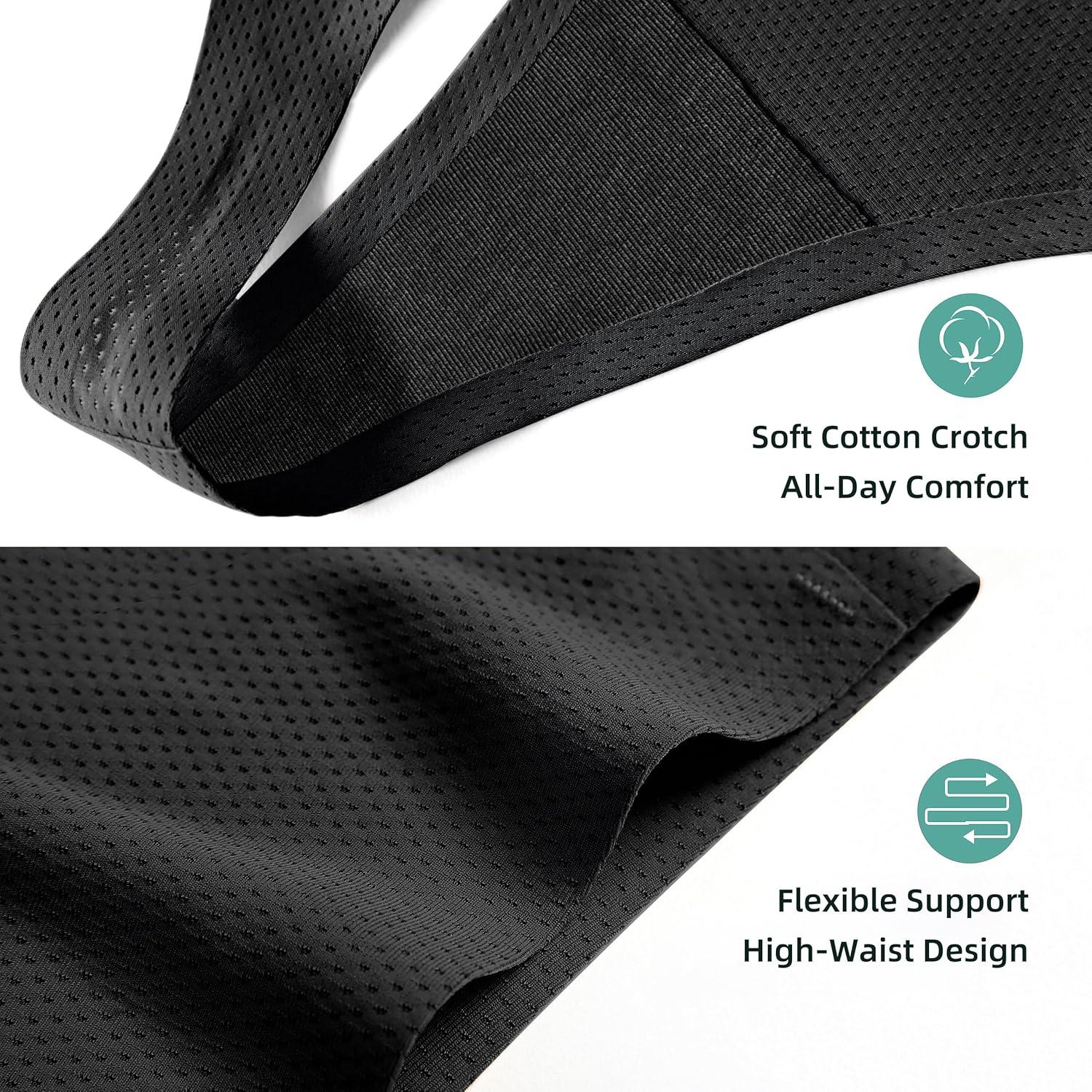 imagevoenxe Seamless Women Underwear ThongsHigh Waisted No Show Ladies PantiesBreathable Comfy Active Hi Rise Cut Undies5PackBlack