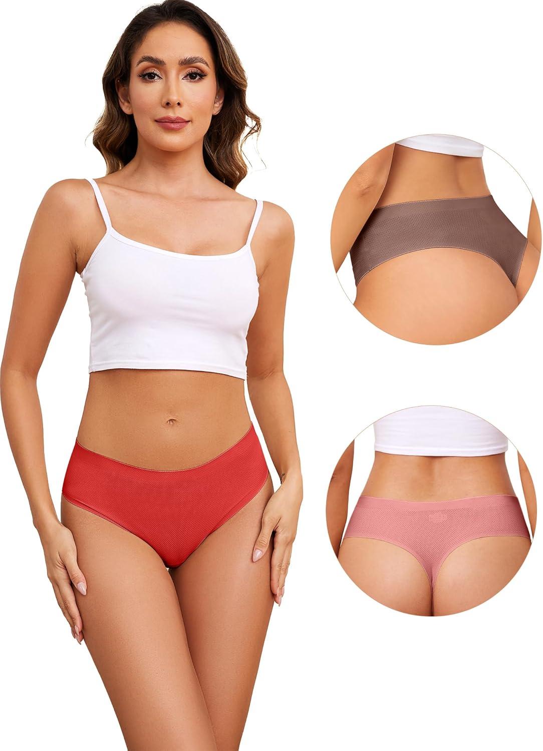 imagevoenxe Seamless Women Underwear ThongsHigh Waisted No Show Ladies PantiesBreathable Comfy Active Hi Rise Cut Undies5PackCoffee