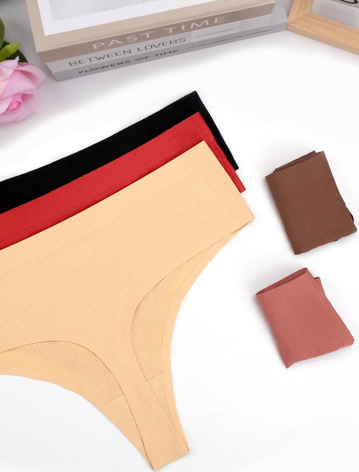 imagevoenxe Seamless Women Underwear ThongsHigh Waisted No Show Ladies PantiesBreathable Comfy Active Hi Rise Cut Undies5PackCoffee