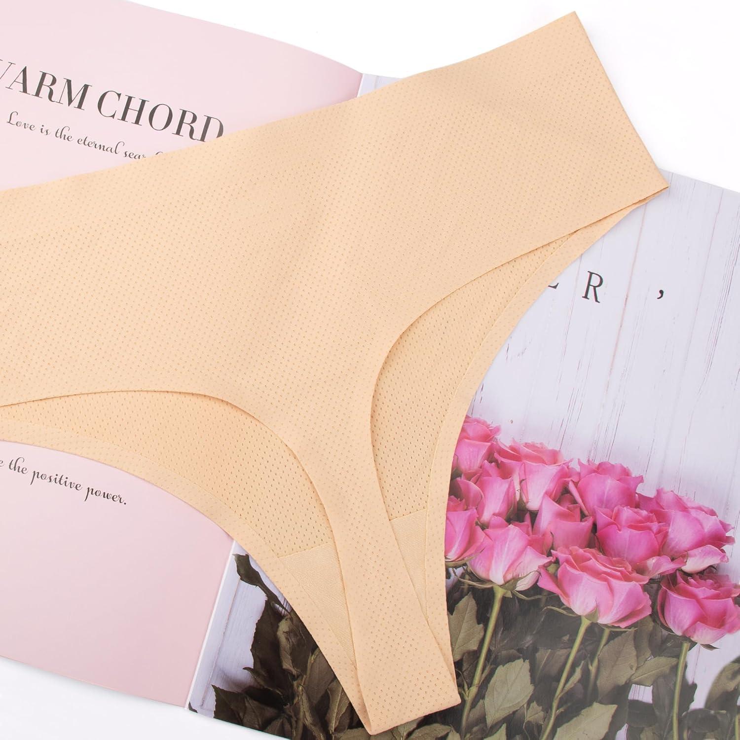 imagevoenxe Seamless Women Underwear ThongsHigh Waisted No Show Ladies PantiesBreathable Comfy Active Hi Rise Cut Undies5PackNude