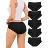 imagevoenxe Cotton Underwear Women Hipster Brief PantiesBreathable Womens Full Coverage BikiniSoft Workout Ladies Undies5 PackBlack