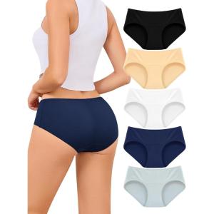 imagevoenxe Cotton Underwear Women Hipster Brief PantiesBreathable Womens Full Coverage BikiniSoft Workout Ladies Undies5 PackBasics
