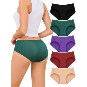 imagevoenxe Cotton Underwear Women Hipster Brief PantiesBreathable Womens Full Coverage BikiniSoft Workout Ladies Undies5 PackVintage