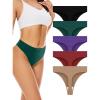 imagevoenxe Seamless Womens Thong UnderwearHigh Waisted Tanga Woman No Show PantiesBreathable Workout Comfortable Undies5 PackVintage