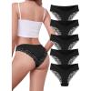imagevoenxe Women Bikini Brief UnderwearSoft Comfy Lace Ladies PantySilky Sheer Hipster PantiesLow Rise Multipack Undies5 PackBlack