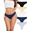 imagevoenxe Women Cotton Thongs UnderwearBreathable Soft PantiesLadies Workout Undies ComfortableAthletic Tangas Stretch 5 PackBasics