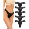 imagevoenxe Seamless Thong for WomenNo Show Lace UnderwearLadies Breathable Comfort Panties Soft Laser Cut UndiesTanga5PackBlack