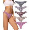 imagevoenxe Seamless Women Underwear ThongsNo Show Ladies ThongNo Line Workout Breathable Comfortable PantiesSoft Undies5PackG5 Pack Leopard Print
