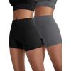 imagevoenxe Women Workout ShortsHigh Waisted Yoga Biker ShortSpandex No Front Seam Sports Gym Running Exercise Soft Short2 PackBlackgray