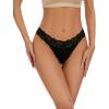 imagevoenxe Seamless Thong for WomenNo Show Lace UnderwearLadies Breathable Comfort Panties Soft Laser Cut UndiesTanga5PackBlack