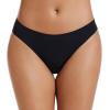 imagevoenxe Seamless Women Underwear ThongsNo Show Ladies ThongNo Line Workout Breathable Comfortable PantiesSoft Undies5PackE5 Pack Black