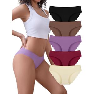 imagevoenxe Seamless Bikini Underwear for WomenNo Show Ladies PantiesInvisible Hipster Panty Brief UndiesLow Rise Cheeky5 PackAssorted