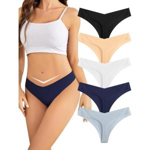 imagevoenxe Seamless Thongs for WomenNo Show Ladies UnderwearInvisible Comfortable PantiesLow Rise Gym Workout Undies5 PackBasic