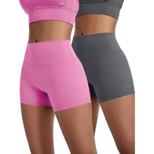 imagevoenxe Women Workout ShortsHigh Waisted Yoga Biker ShortSpandex No Front Seam Sports Gym Running Exercise Soft Short2 PackGraypink