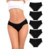 imagevoenxe Women UnderwearCotton Blend BikiniLadies Lace BriefsSoft PantiesBreathable Comfortable Stretch Hipster 5 PackB5 Pack Black