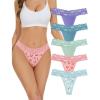 imagevoenxe Seamless Thong for WomenNo Show Lace UnderwearLadies Cotton Blend Breathable PantiesComfort Soft UndieTanga5PackAssorted