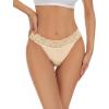 imagevoenxe Seamless Thong for WomenNo Show Lace UnderwearLadies Cotton Blend Breathable PantiesComfort Soft UndieTanga5PackNude