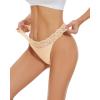 imagevoenxe Seamless Thong for WomenNo Show Lace UnderwearLadies Cotton Blend Breathable PantiesComfort Soft UndieTanga5PackNude
